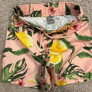 Old navy pink lemon print boys swim trunks 18-24 month